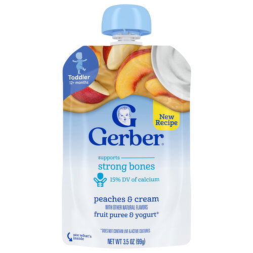 Gerber Fruit Puree & Yogurt, Toddler (12+ Months), Peaches & Cream