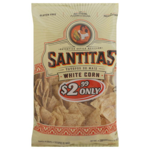 Santitas Tortilla Chips, White Corn