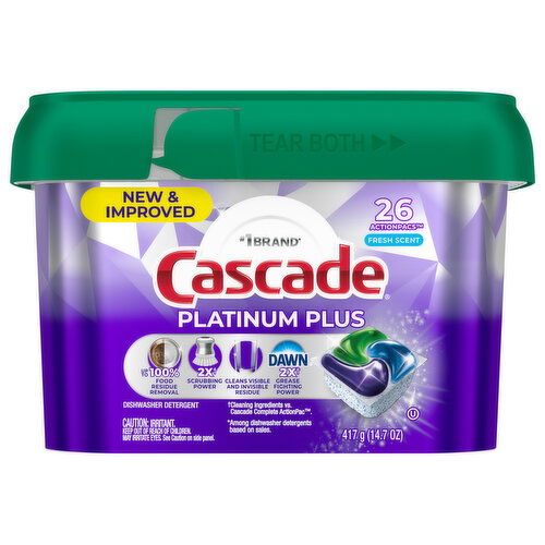 Cascade Platinum Plus ActionPacs Fresh Scent Dishwasher Detergent