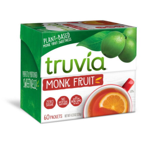 Truvia Calorie-Free Sweetener from the Monk Fruit Packets, 60-Count (4.23 oz Carton)