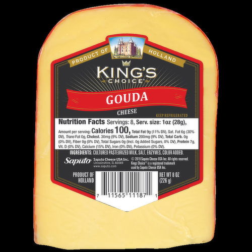 King's Choice Gouda Wedge, Red Wax