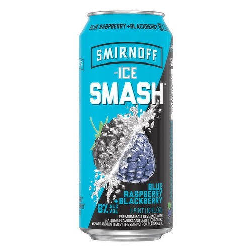 Smirnoff Ice Smash Malt Beverage, Blue Raspberry + Blackberry