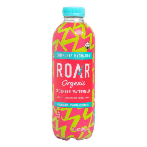 Roar Complete Hydration Vitamin Enhanced Beverage, Organic, Cucumber Watermelon