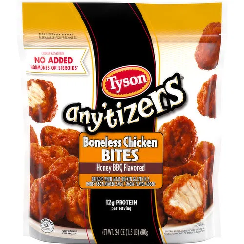 Tyson Any'tizers Any'tizers Honey BBQ Boneless Chicken Bites, 24 oz (Frozen)