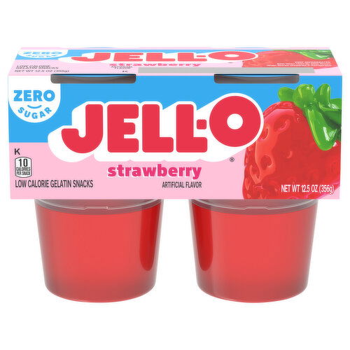 Jell-O Zero Sugar Strawberry Flavor Gelatin Snack Cups