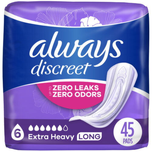 Always Discreet Discreet Pads, Extra Heavy Absorbency, Long Length