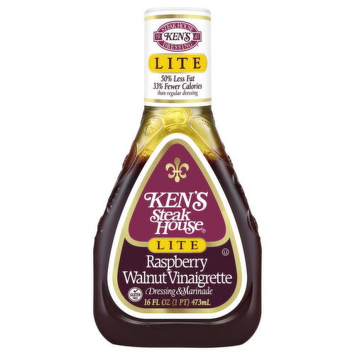 Ken's Steak House Dressing & Marinade, Raspberry Walnut Vinaigrette, Lite