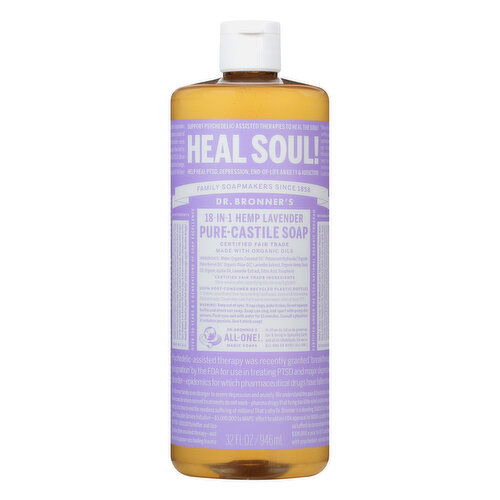 Dr. Bronner's Pure-Castile Soap, 18-in-1 Hemp Lavender