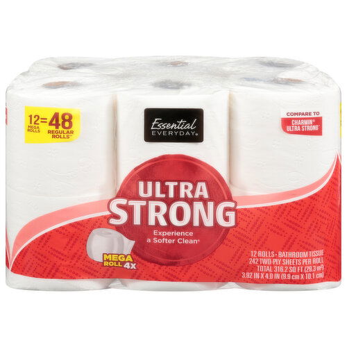 Essential Everyday Ultra Strong Bathroom Tissue, 2-Ply