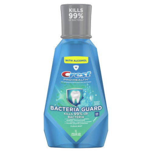 Crest Pro Health Pro-Health Bacteria Guard Mouthwash, Mint, CPC (cetylpyridinium chloride) Antigingivitis/Antiplaque Oral Rinse 1L (33.8 fl oz)