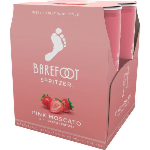 Barefoot Spritzer Pink Moscato Wine 4 Single Serve