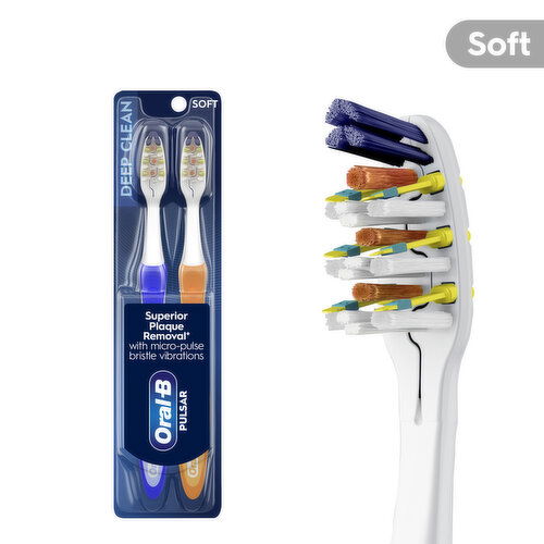 Oral-B Pulsar Vibrating Expert Clean Pulsar Toothbrush, Vibrating Battery Toothbrush, Soft, 2 Count