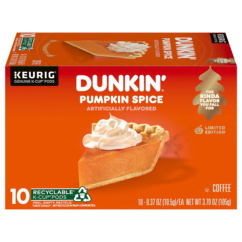 Dunkin' Coffee, Pumpkin Spice, K-Cup Pods