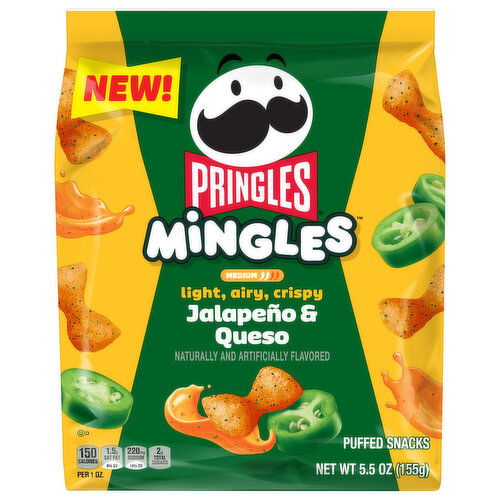 Pringles Mingles Light Airy Crispy Medium Jalapeno and Queso Puffed Snacks