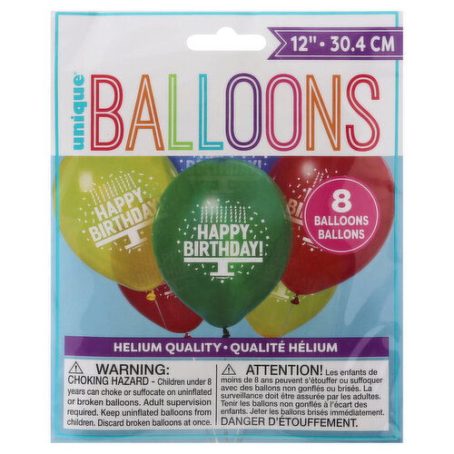 Unique Balloons, Happy Birthday, 12 Inch