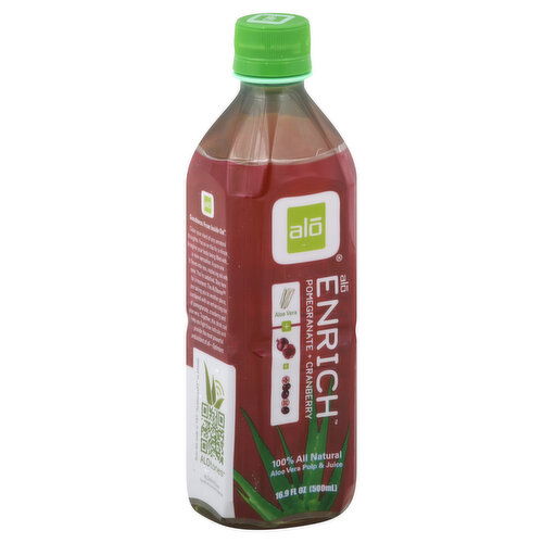 Alo Aloe Vera Pulp & Juice, Pomegranate + Cranberry