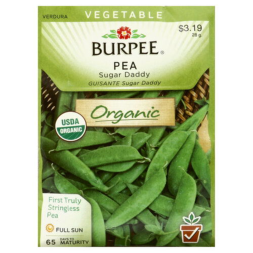 Burpee Seeds, Organic, Pea, Sugar Daddy