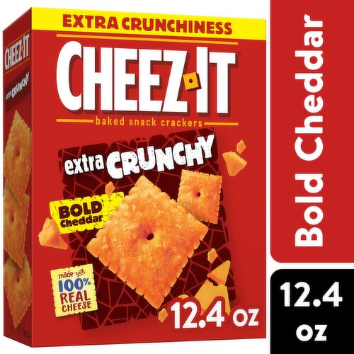 Cheez-It Baked Snack Crackers, Bold Cheddar, Extra Crunchy