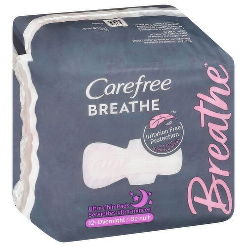Carefree Breathe Pads, Ultra Thin, Overnight