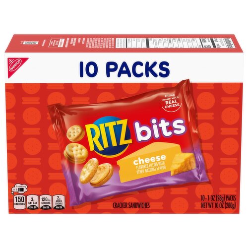 RITZ Bits Cheese Sandwich Crackers, 10 Snack Packs