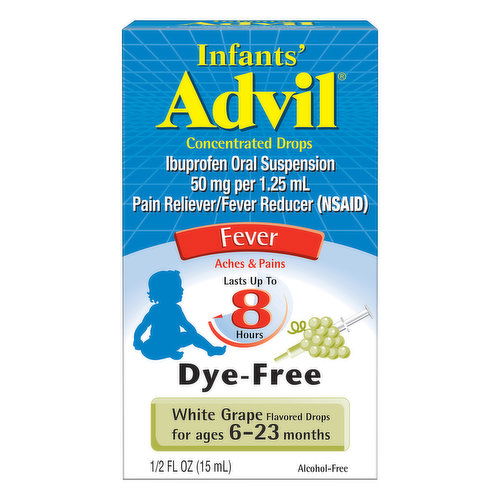 Advil Infants' Ibuprofen, Fever, White Grape, Concentrated Drops