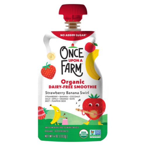 Once Upon a Farm Smoothie, Dairy-Free, Organic, Strawberry Banana Swirl