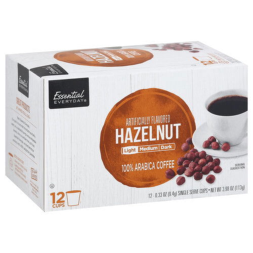 Essential Everyday Coffee, 100% Arabica, Hazelnut, Light, Single Serve Cups