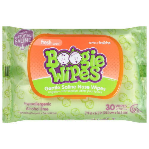 Boogie Gentle Saline Nose Wipes, Fresh Scent