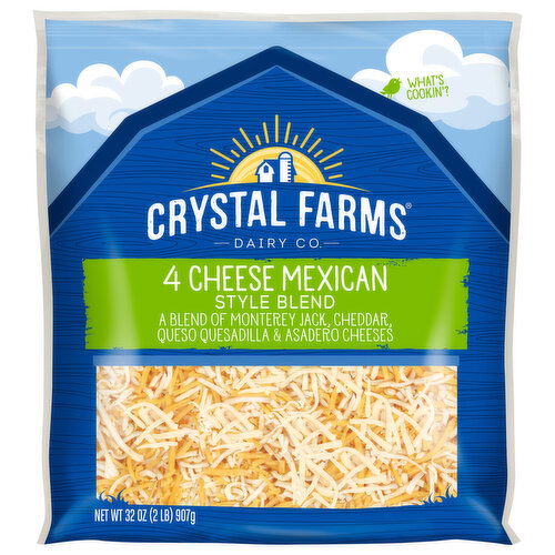 Crystal Farms Cheese Blend, 4 Cheese, Mexican Style