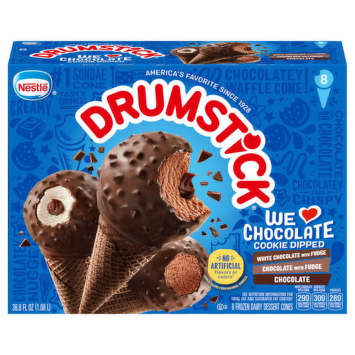 Drumstick We Love Chocolate Cookie Dipped We Love Chocolate Cookie Dipped Variety Pack - Chocolate, White Chocolate with Fudge, Chocolate with Fudge