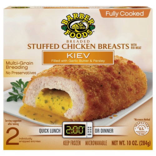 Barber Foods Chicken Breasts, Stuffed, Breaded, Kiev