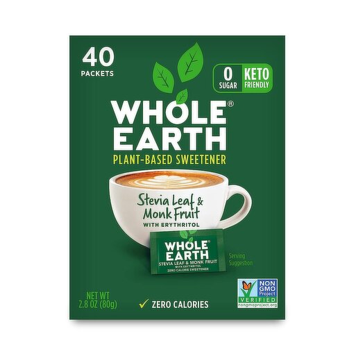 Whole Earth Sweetener Co. Stevia Leaf & Monk Fruit Packets - 40 CT