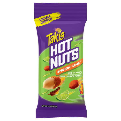 Takis Hot Nuts Double Crunch Peanuts, Smokin' Lime, Medium