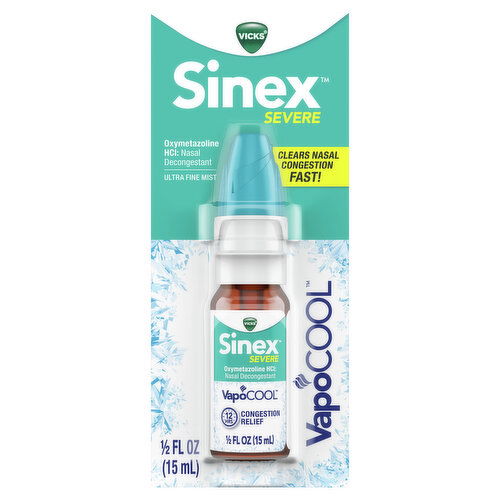 Vicks Severe + VapoCool Vicks Sinex Severe VapoCOOL Ultra Fine Nasal Mist, Nasal Decongestant, Over-the-Counter Medicine, 265 Sprays