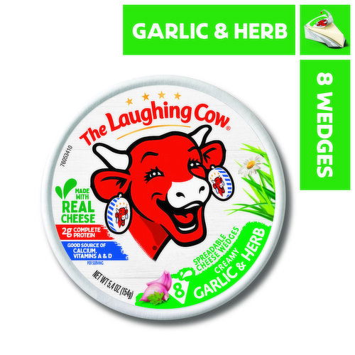 The Laughing Cow Creamy Garlic & Herb Spreadable Cheese Wedges