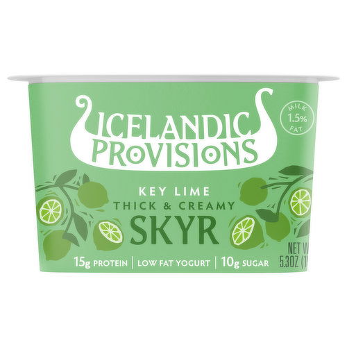 Icelandic Provisions Skyr, Low Fat, Key Lime, Thick & Creamy