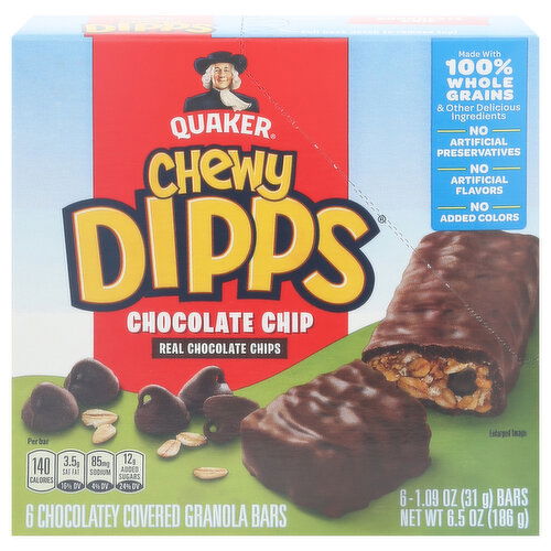 Quaker Chewy Dipps Granola Bars, Chocolate Chip