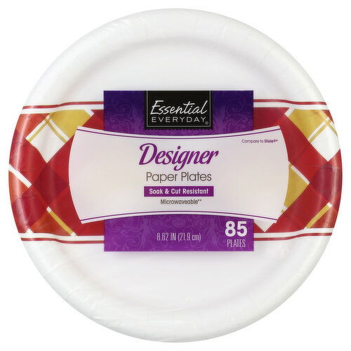 Essential Everyday Paper Plates, Designer, 8.62 Inch