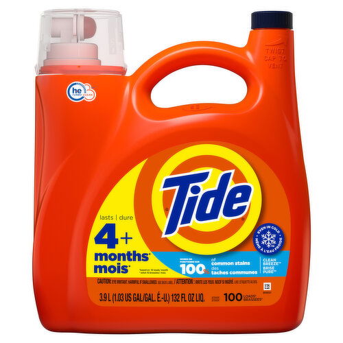 Tide Liquid Laundry Detergent, Clean Breeze, 132 fl oz, 100 Loads