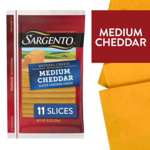 SARGENTO Sargento® Sliced Medium Natural Cheddar Cheese, 11 slices