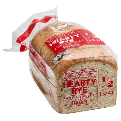 Lewis Bread, Hearty Rye, 1/2 Loaf