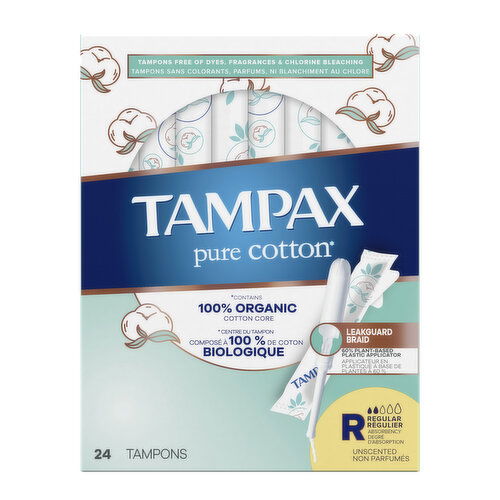 Tampax Pure Cotton Tampax Pure Cotton Tampons, Regular, 24 Ct,