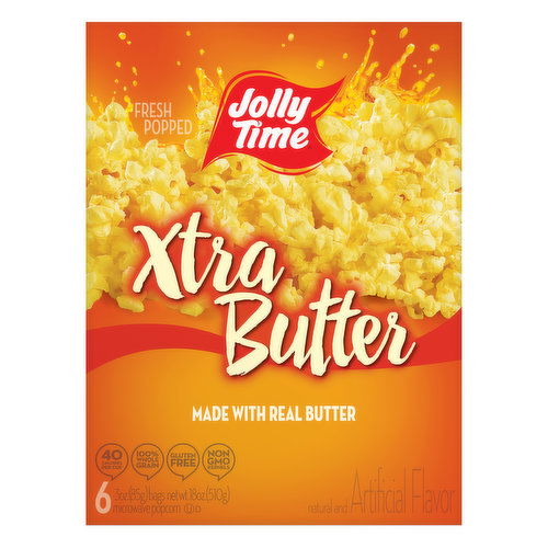 Jolly Time Popcorn, Microwave, Xtra Butter