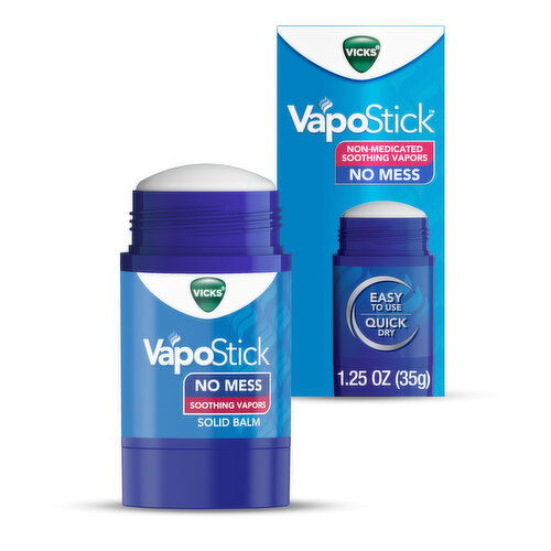 Vicks VapoStick, Invisible Solid Balm with Soothing Vicks Vapors, Non-Medicated