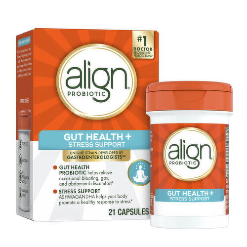 Align Digestive De-Stress Align Probiotic, Gut Health + Stress Support, 21 Capsules