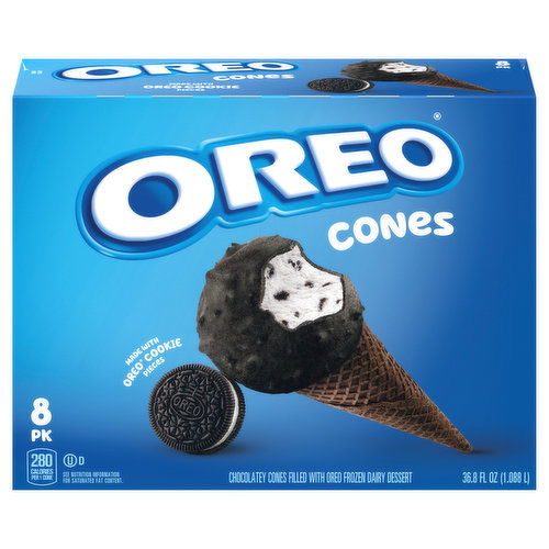 Oreo Frozen Dairy Dessert Cones, 8 Pack