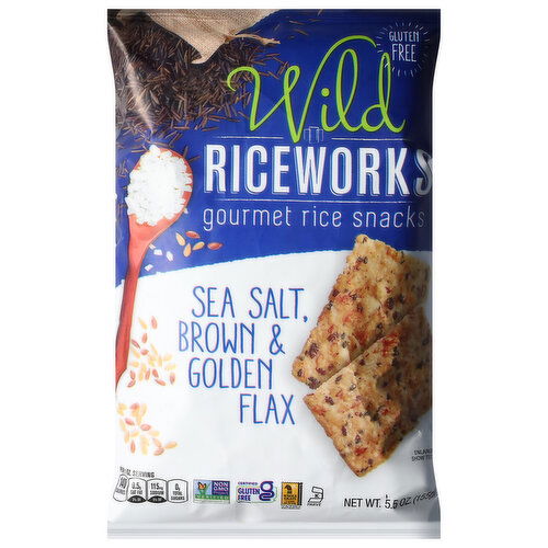 Riceworks Rice Snacks, Sea Salt, Brown & Golden Flax, Gourmet