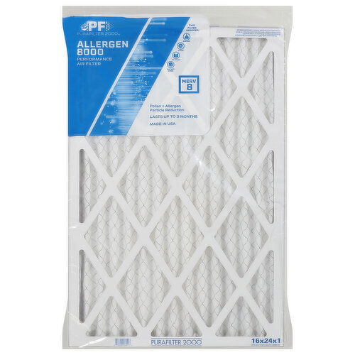 Purafilter 2000 Air Filter, Performance, Allergen 8000
