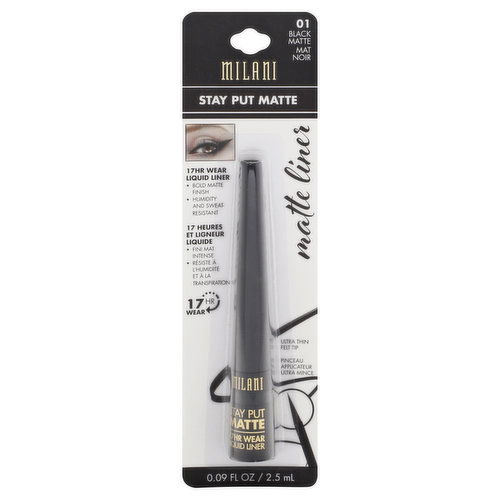 Milani Stay Put Liquid Eyeliner, Black Matte 01