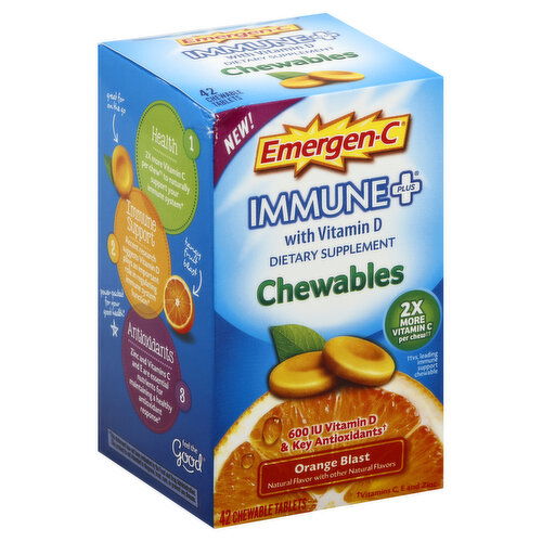 Emergen-C Immune Plus, with Vitamin D, Chewable Tablets